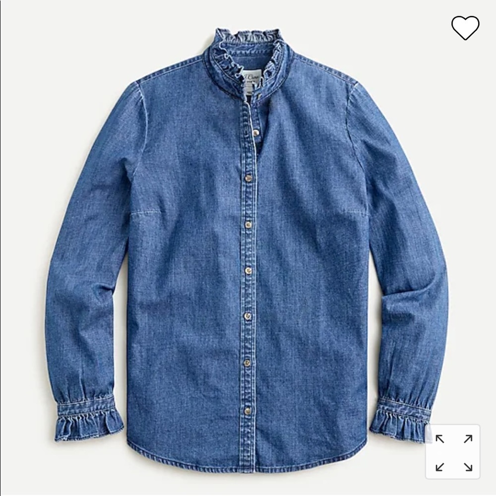 J.Crew NWT Ruffleneck classic-fit boy shirt in chambray